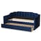 Baxton Studio Lennon Modern and Contemporary Navy Blue Velvet Fabric Twin Size Daybed with Trundle 186-11466-Zoro - alternate 8